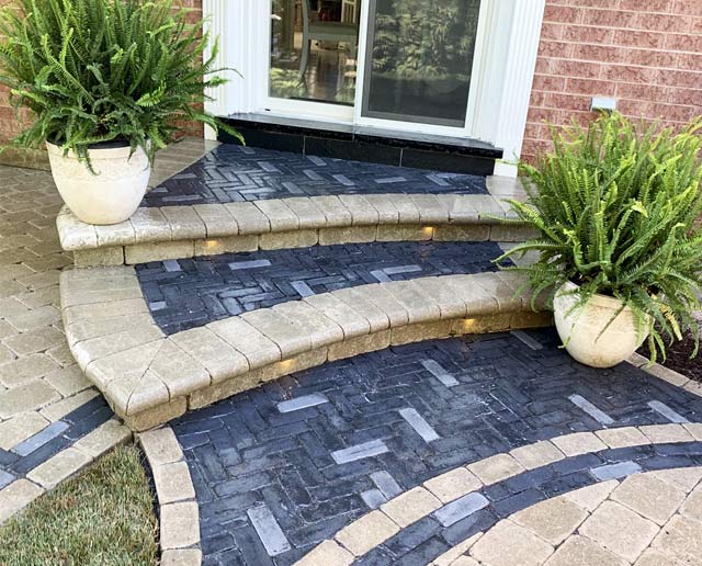 Natural stone steps and interlock