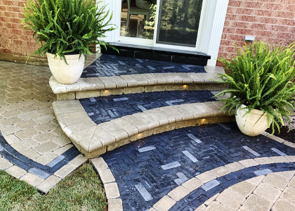  Natural stone steps with interlock